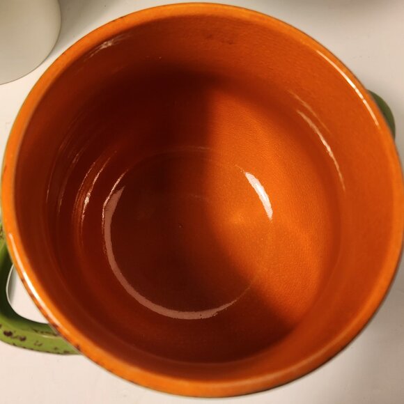 Vintage De Silva Green Terracotta Bean Pot Green Glazed Covered Casserole Dish - Picture 12 of 14